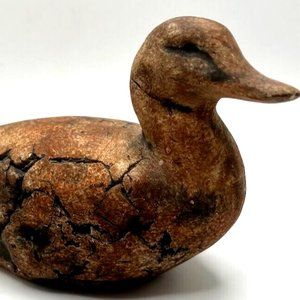Stan Langwait Carved Stone Ash Shapes of Clay Duck Figurine Sculpture - Signed
